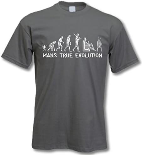 Mans True Evolution - Funny Birthday Gift / Present T-Shirt Mens Charcoal 2XL