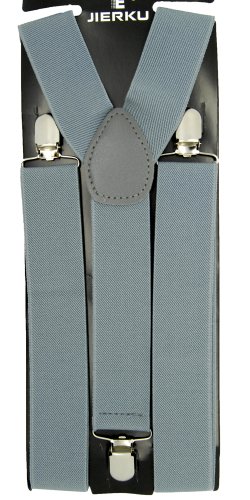 Unisex Clip-on Braces Elastic Wide "Light Gray" Suspender Y-Back Ajustable