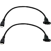 Seadream Micro B Male to Micro B Female Cable 2Pack Micro USB Male to Female Extension Panel Mount Cable