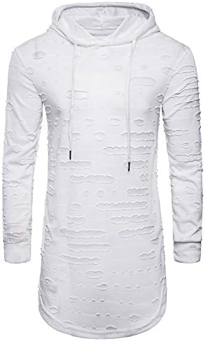 SHDAS Men's Casual Hipster Hip Hop Hoodie Longline Hooded T Shirts