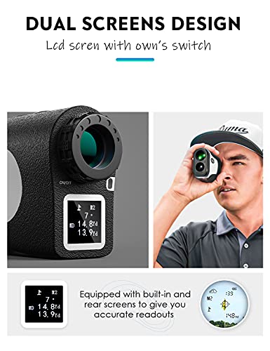 RAGU Laser Golf Rangefinder with Slope - Dual LCD Screen, Flag-Lock, Vibration Continuous Scan - High Precision - for Golf Hunting Hiking Measuring Decoration