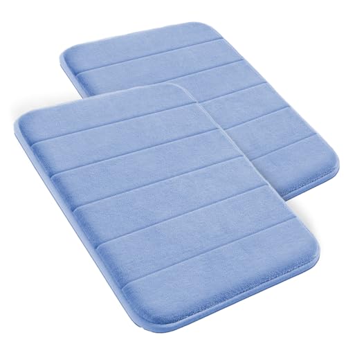 Decolab Tapete Antiderrapante Banheiro Super Soft | Kit Tapete Banheiro Box ou Banheira Completo | Jogo Tapetes Para Banheiro Multiuso Decoração Quarto (Azul, 2 Peças)