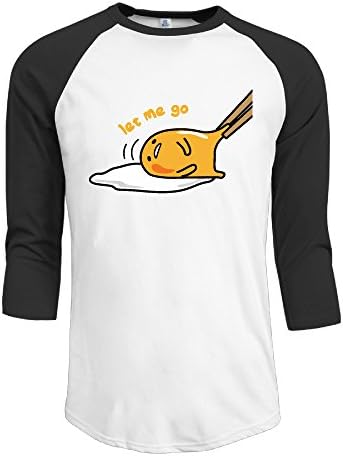 Yudou Men's Gudetama Let Me Go 3/4 Sleeves Baseball T-Shirts Black M