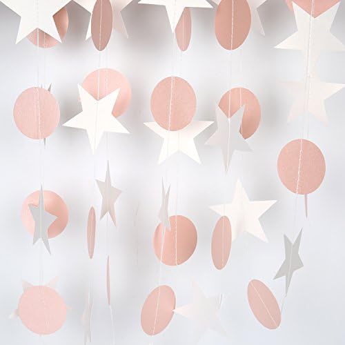 Circle Dots Paper Garland- Christmas Banner Decorations- for Room Gold Party Decorations Silver Rose Red, Pink &amp; Purple Rainbow Red Garland Christmas(13 Feet Long)