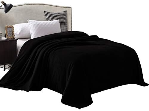 Amazon Com Exclusivo Mezcla Velvet Flannel Fleece Plush Queen Size Bed Blanket As Bedspread Coverlet Bed Cover 90 X 90 Black Soft Lightweight Warm And Cozy Kitchen Dining