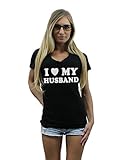 Shop4Ever® I Love My Husband Women V Neck T Shirt Spouse Clothing SLIM FIT