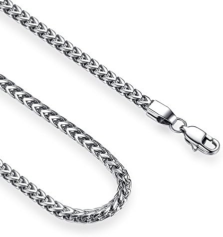 Reve Jewelry 4mm Stainless Steel Franco Chain Necklace for Men and Women, 20-30 inches (30)