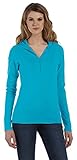 Bella + Canvas Ladies Cotton/Spandex Half-Zip Hooded Pullover, XL, TURQUOISE