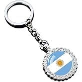 PELTGOAL World Seven Continents Most Country Nation Flag Key Chain Alloy Keychain Surrounding with Rhinestones Key Ring