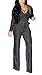 Sparkly Jumpsuits for Women Elegant Night Sexy Plus Size Long Sleeve Clubwear Party Casual Rompers Wide Leg Pants Silver