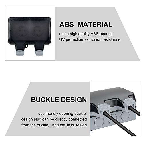 Außensteckdose Aufputz 2fach,Komake Wandsteckdose für Außenbereich, IP66 Wetterfest Staubdicht Steckdose,Outdoor… – Bild 6