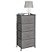 mDesign Vertical Dresser Storage Tower - Sturdy Steel Frame, Wood Top, Easy Pull Fabric Bins - Organizer Unit for Bedroom, Hallway, Entryway, Closets - Textured Print - 4 Drawers - Charcoal Gray/Black