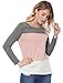 Allegra Crew Neck Color Block Bracelet Sleeves Cotton T-shirt Pink / XL