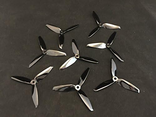 Gemfan 5152 8 Count PC Plastic Black Tri-Blade Quadcopter Propellers [8 black] [4cw\4ccw]