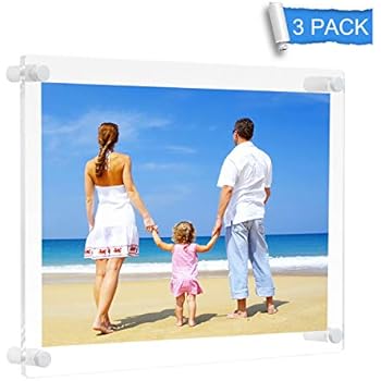 NIUBEE 3Pack 8.5x11 Clear Acrylic Wall Mount Picture Frame Floating Frames for Photography Display
