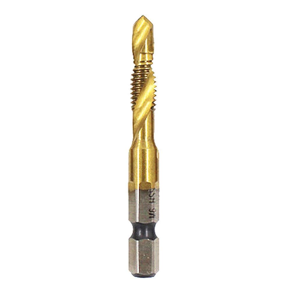 BOZONLI 1/4" Hex Shank Drill Bit HSS Hand Drill Metric Screw Thread Tap Taper Drill Bits, M6 Combination Tap Drill Bit (Titanium Coated)