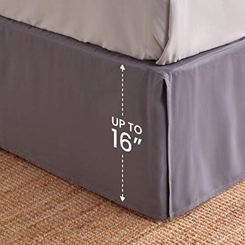 SLEEP ZONE Wrap Around Pleated Bed Skirts Queen Size, 15 inch Tailored