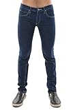 Krralinlin Men's Slim Fit Casual Low Rise Tight Blue Skinny Denim Jeans Pants