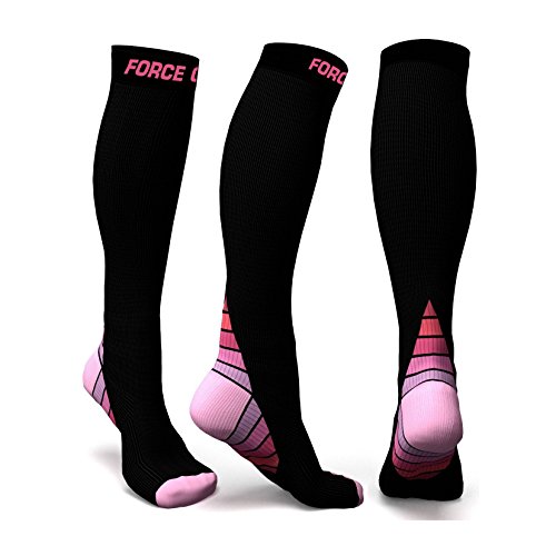 Sav Force Gear Sox Compression Socks for Men & Women, Fitness compression socks, Socks for marathon, Graduated Athletic Fit for Running, Nurses, Shin Splints & Maternity... (S/M, Pink)