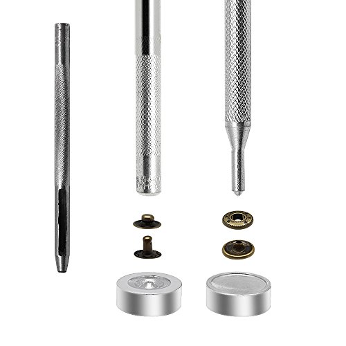 Yotako 40x 12mm Jeans Button Tack Buttons Metal Replacement Kit + 40x 12mm Metal No Sewing Popper Button Snap Fasteners Kit For Leather Clothing Wallet
