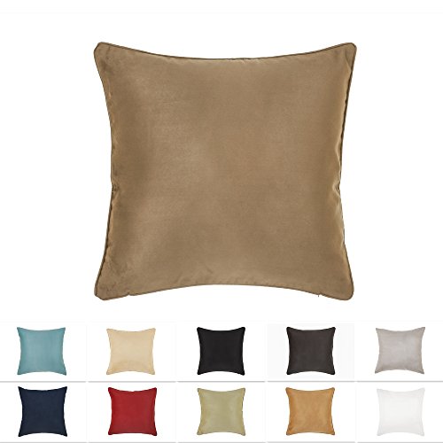 DreamHome 18 X 18 Inches Light Brown Color Faux Suede Decorative Pillow Cover, Throw Pillow Case with Hidden Zipper, Super Soft Faux Suede On Both Sides