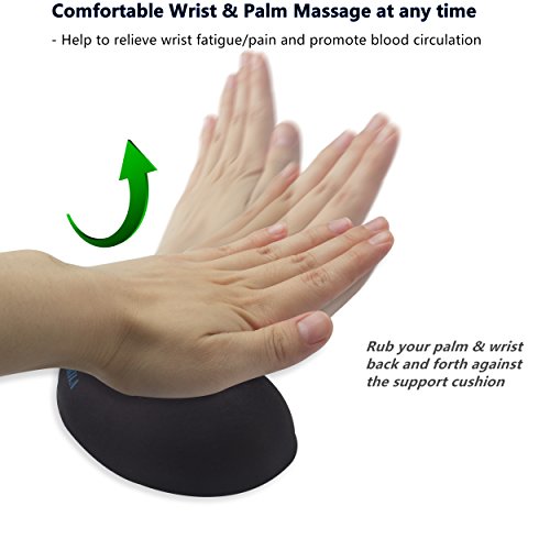 BRILA Ergonomic Memory Foam Mouse Wrist Rest Support Pad Cushion for Computer, Laptop, Office Work, PC Gaming - Massage Holes Design - Easy Typing Wrist Pain Relieve (Black) - Thumbnail 5