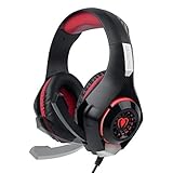 Xbox Headset, Xbox One Headset Gaming Headset PS4 Headset Gaming Headphones with Microphone, Volume Control, LED Light and 3.5mm Audio Jack (Red)