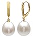 14k Yellow Gold Drop Pearl Earrings with Freshwater Cultured Pearls (Lever back Pearl Earrings, Pearls Available in 8-8.5 mm and 10-10.5 mm Sizes, Gift Box Included with Earrings)
