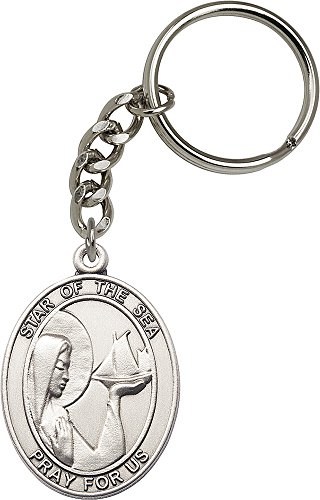 Bonyak Jewelry Silver-Plated Oxide Our Lady of Star of the Sea Keychain