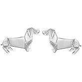 Boma Jewelry Sterling Silver Origami Dachshund Wiener Dog Stud Earrings