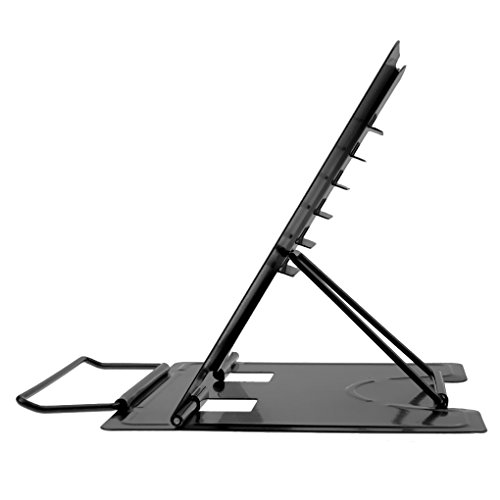 Clobeau Creative Portable Adjustable Notes Metal Reading Stand Rack Cookbook Music Painting Book Stand Reading Bookcase Desk Document Holder Bookstand Book Clip Reader Tool, Black