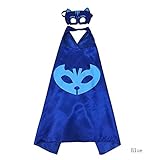 Bearfire New Superhero PJ Masks Cape/Mask Set Gekko Owlette Catboy Kids Costume Party (Blue)