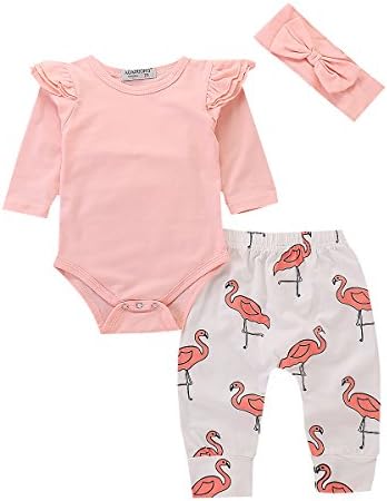 Newborn Girl Clothes Baby Girl Outfits Long Sleeve Romper + Floral Long Pants+Headband 3PCS