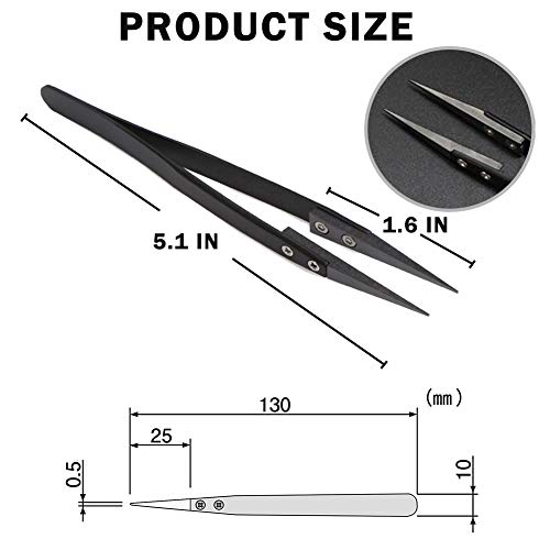 Precision Ceramic Tweezers-2 PACK-Non-Conductive,Antimagneticand Heat Resistant to High Temperatures up to 3000F for Pinching Coils While Firing.