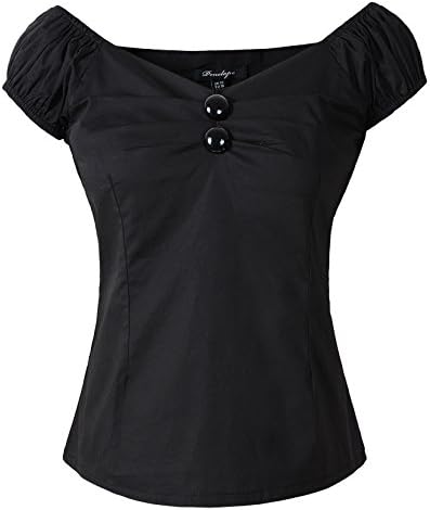 Penelope Vintage 1950s Vintage Retro Dolores Top Rockabilly Pinup (US6, Black)