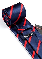 HISDERN Plaid Tie Handkerchief Woven Classic Stripe