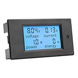 DROK Digital Multimeter DC 6.5-100V 20A Voltage Amperage Power Energy Meter DC Volt Amp Tester Gauge Monitor LCD Digital Display with Blue Backlight Measuring Volts Current with Built-in Shunt