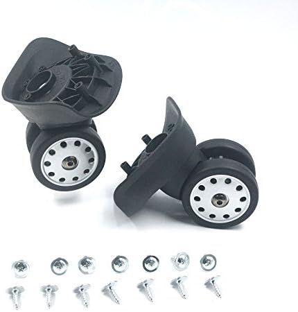Luggage Universal Wheels, Gergorun Black Plastic 9x12x6cm Left&amp;Right Luggage Universal Wheels Replacement with 14 Screws Pack of 2 (2)