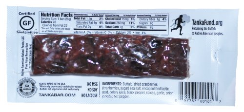 Bison Pemmican Meat Bars with Buffalo & Cranberries by Tanka, Gluten Free, Beef Jerky Alternative, Slow Smoked Original, 1 Oz, Pack of 6