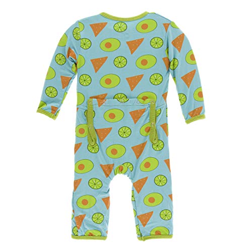 Kickee Pants Little Boys Print Coverall with Snaps - Avocado, Chips and Lime, 0-3 Months