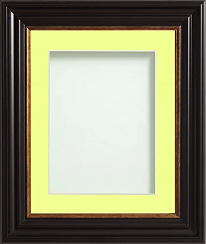 Frame Company Emson Black Picture Photo Frame with Lemon Bon Bon Mount - 12x10 for pic size 6x4 *Choice of Sizes* Fitted with Real Glass — image 1