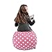 Kids Animal Bag-Stuffed Animal Storage Bean Bag Chair-100% cotton canvas storage bag Perfect Storage Solution for Toys, Clothes,Covers or Blankets(28’ ,Pink/white spot )