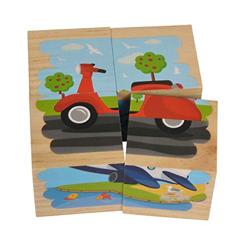 Eichhorn 100005482 - Bilderwürfel, 4 Bausteine mit 6 Fahrzeugmotiven, 4-tlg., 9 x 9 x 4,5 cm, Kiefernholz – Bild 7