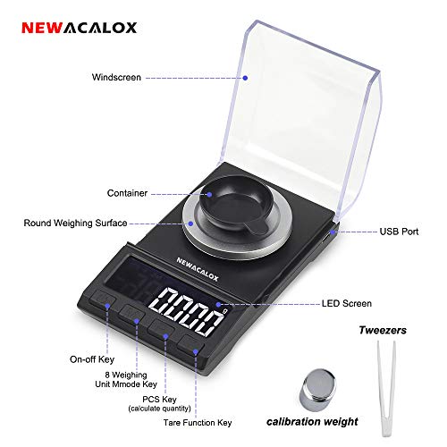Digital Milligram Scale 100 x 0.001g, Portable Lab Jewelry Reload