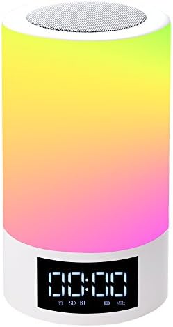 Areskey LED Bluetooth Speaker Lamp - Night Light FM Radio Alarm Clock LED RGB Color Changing Touch Sensitive Dimmable Table Lamp (White M6)
