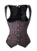 Charmian Women's Spiral Steel Boned Steampunk Vintage Jacquard Underbust Waist Cincher Corset Vest Umber XXX-Large