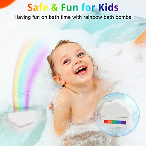 Bath Bombs Gift Set of 4, Handmade Rainbow Bath Bombs with Natural Ingredients, Cloud ​Bath Bomb with Rich Bubbles, Great Gift idea for Her, Girls, Women and Kids