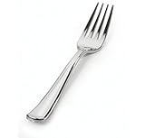 Stock Your Home 125 Forks Plastic Silverware, Looks Like Silver Cutlery