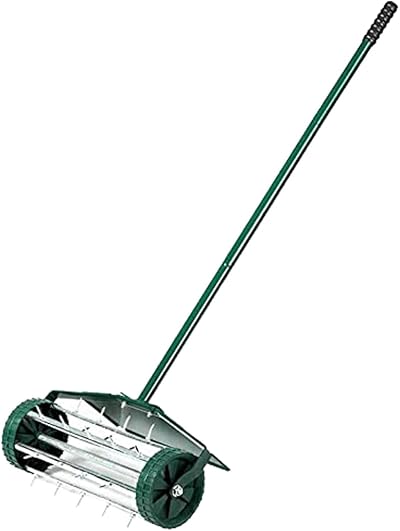 Y Homeware Yorkshire Garden Rolling Lawn Aerator with 3-Piece Removable Handle