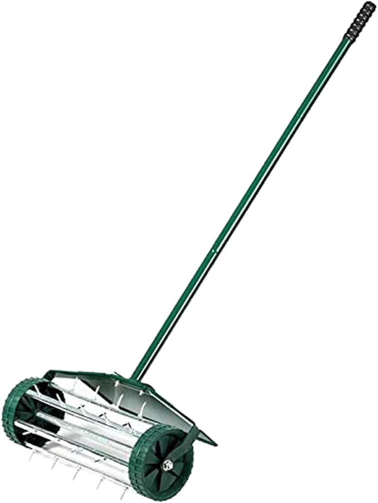 Y Homeware Yorkshire Garden Rolling Lawn Aerator with 3-Piece Removable Handle